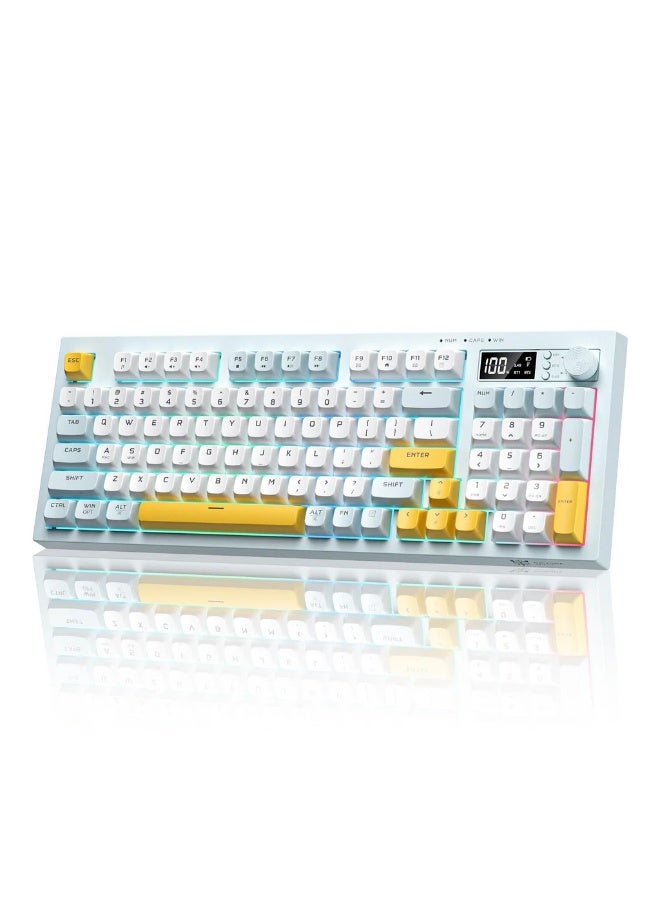 onikuma G80 Tri-Mode Wireless Keyboard with Bluetooth 5.0, 2.4GHz & Wired USB-C Connectivity, Quiet Creamy Membrane Typing, Rainbow RGB Backlight, LCD Display & Multifunction Knob, 2000mAh Battery, 94-Key PBT Keycaps - Image 1